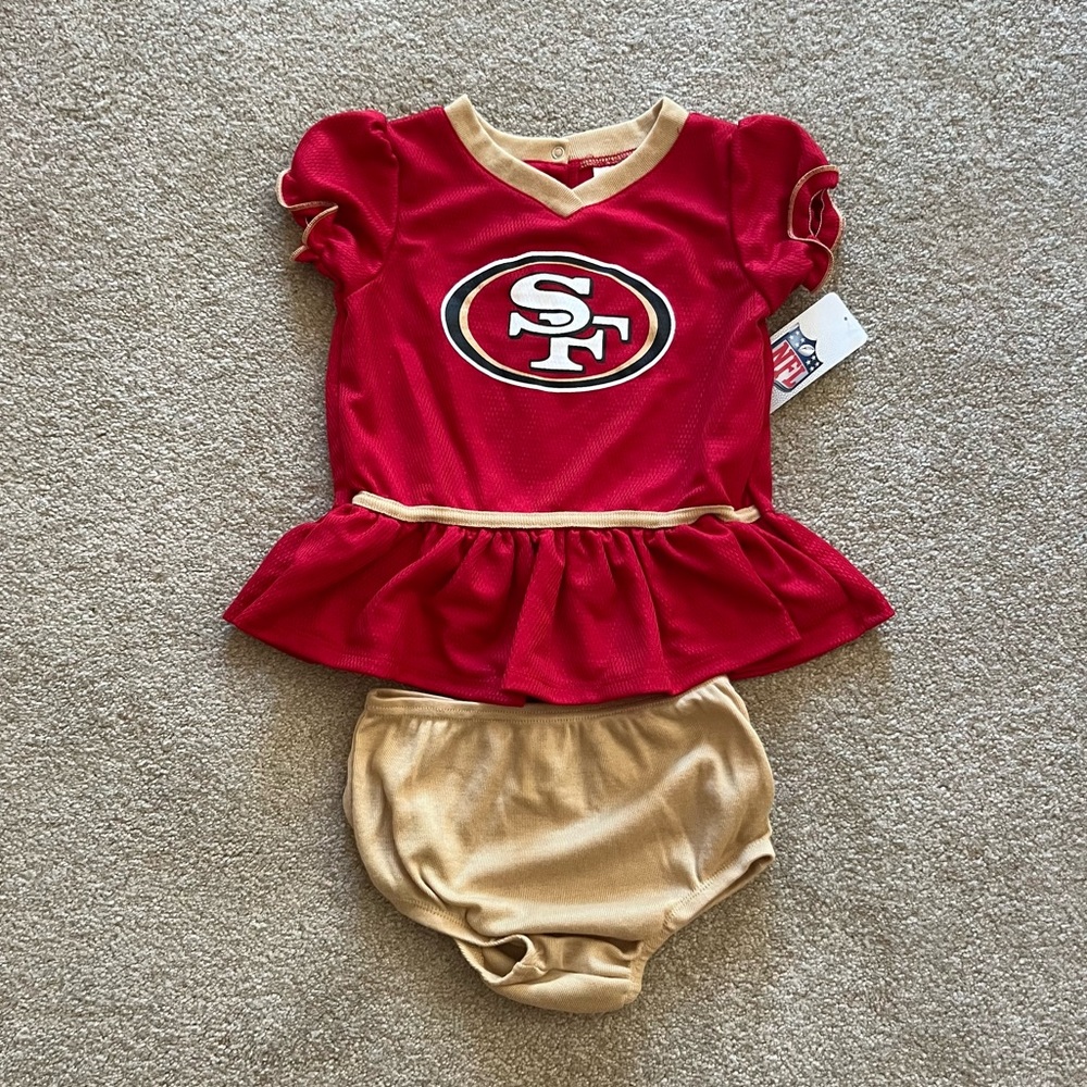 NWT 49ers Baby Girls NFL Team Jersey Dress and Diaper Cover